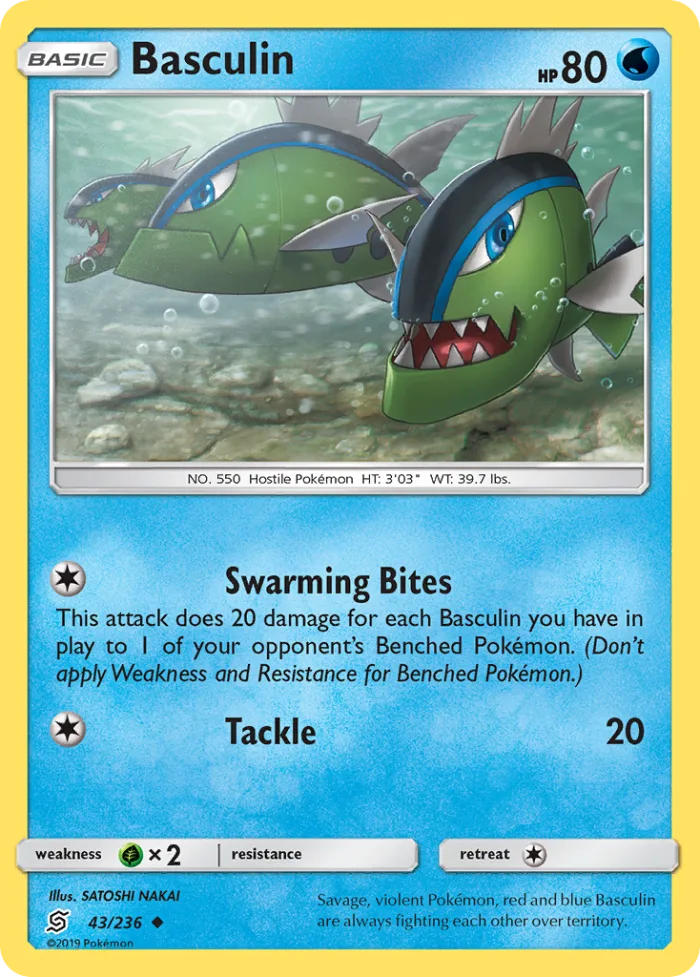 Basculin #43 Unified Minds Pokemon card