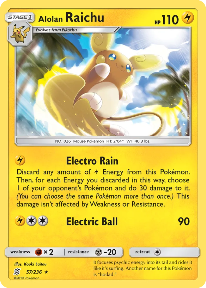 Alolan Raichu #57 Unified Minds Pokemon card