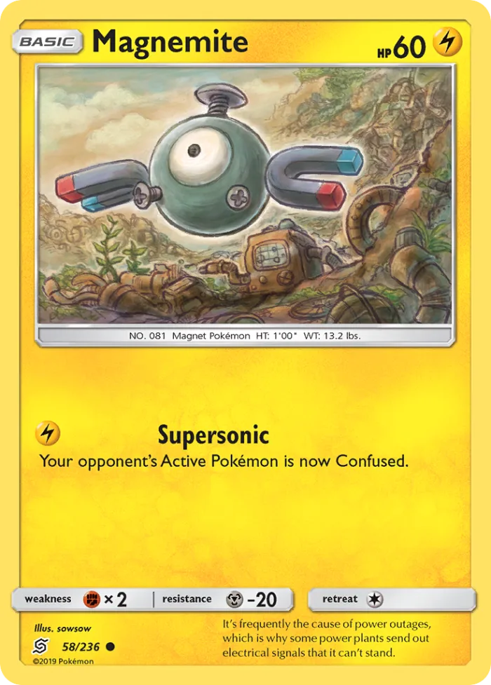 Magnemite #58 Unified Minds Pokemon card