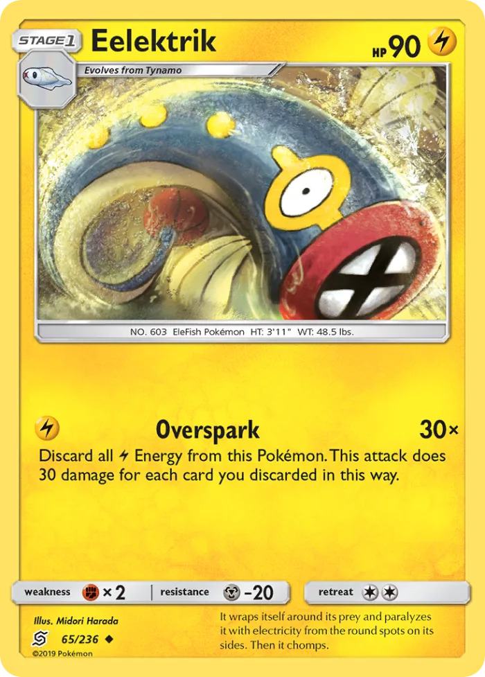 Eelektrik #65 Unified Minds Pokemon card