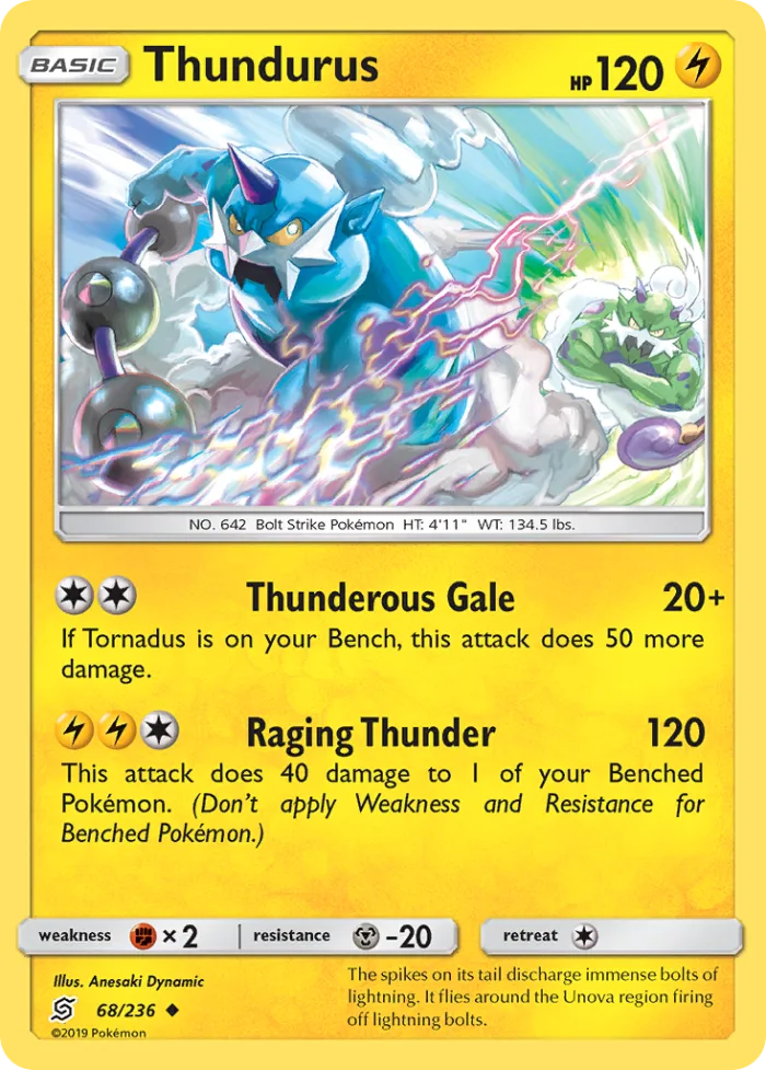 Thundurus #68 Unified Minds Pokemon card
