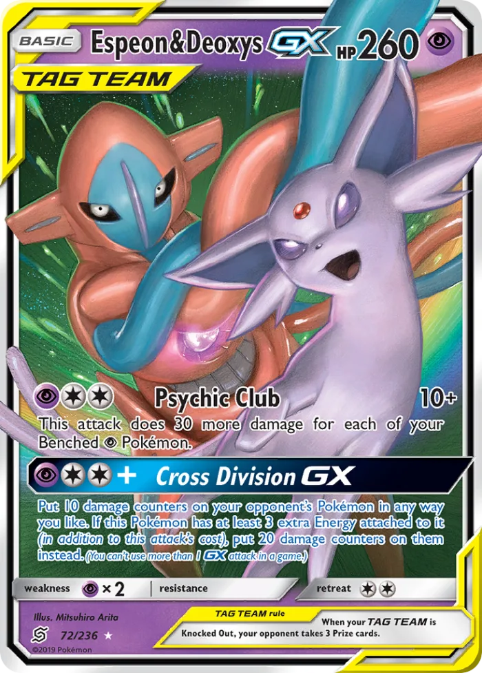Espeon & Deoxys-GX #72 Unified Minds Pokemon card