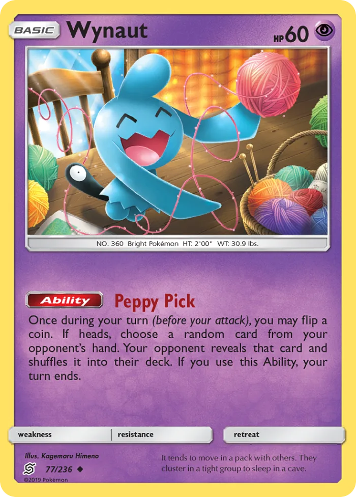Wynaut #77 Unified Minds Pokemon card