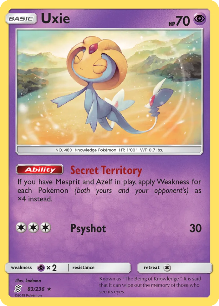 Uxie #83 Unified Minds Pokemon card