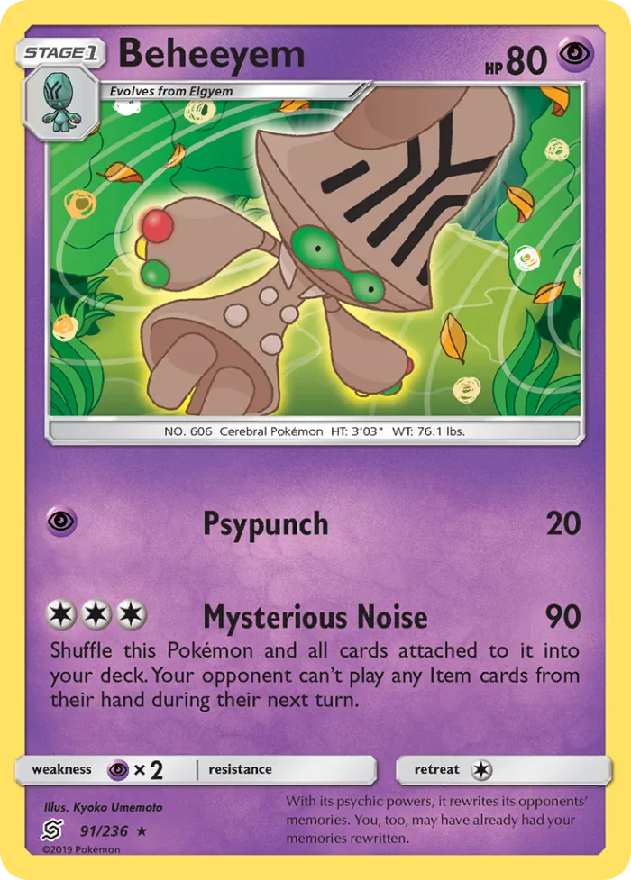 Beheeyem #91 Unified Minds Pokemon card