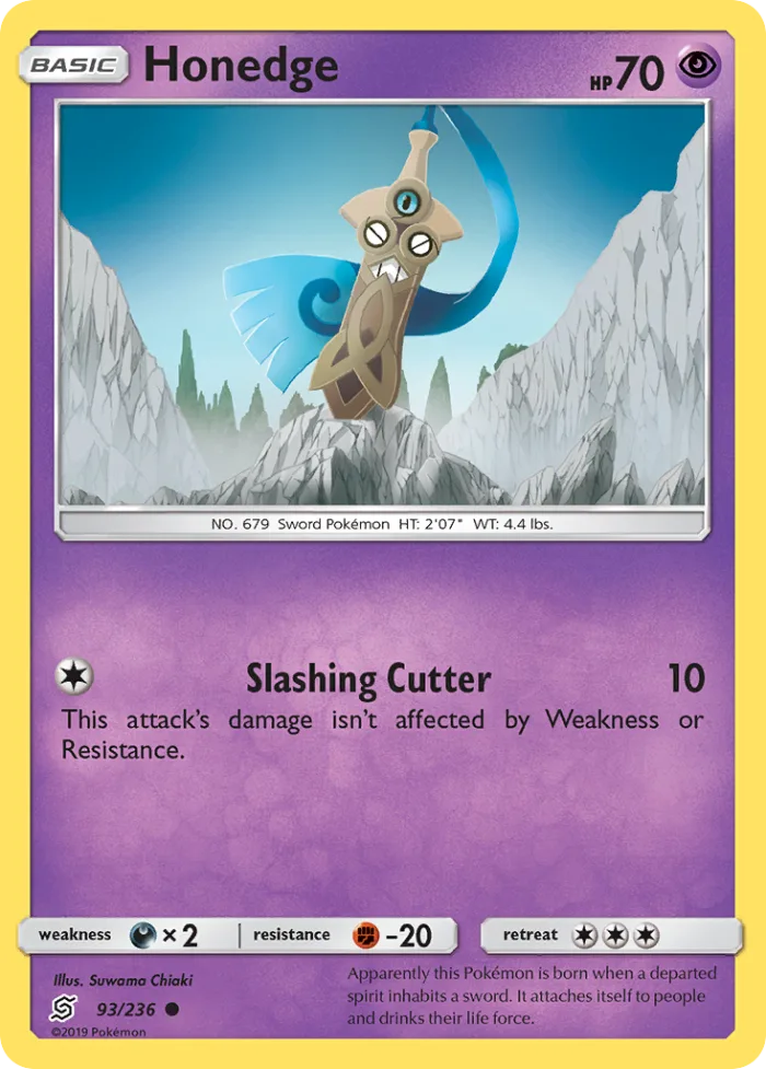 Honedge #93 Unified Minds Pokemon card