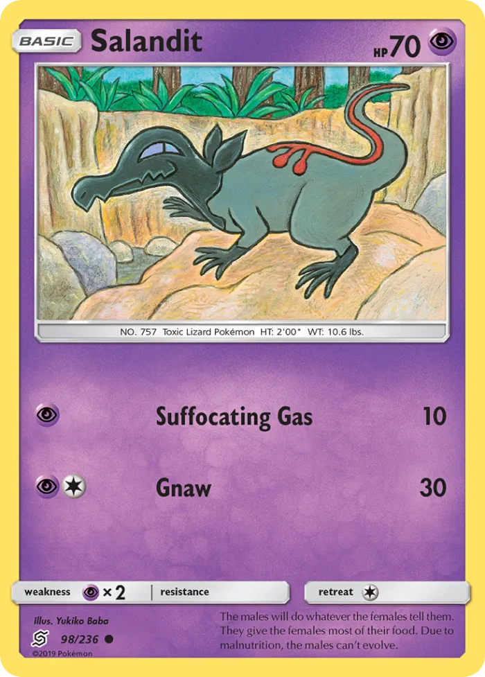 Salandit #98 Unified Minds Pokemon card