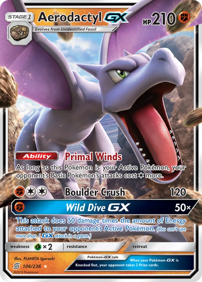 Aerodactyl-GX #106 Unified Minds Pokemon card