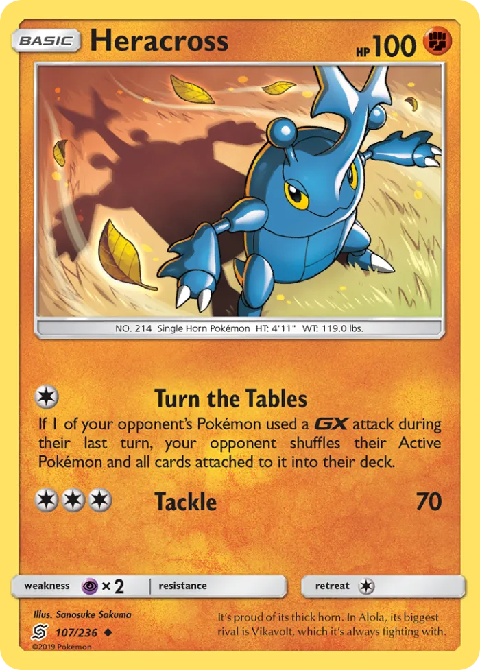 Heracross #107 Unified Minds Pokemon card