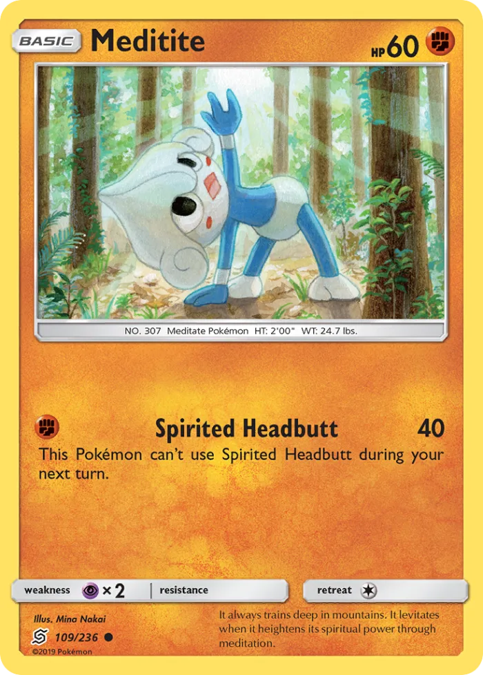 Meditite #109 Unified Minds Pokemon card