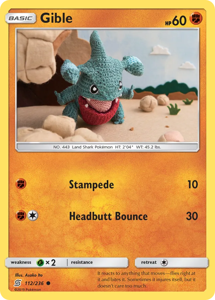 Gible #112 Unified Minds Pokemon card