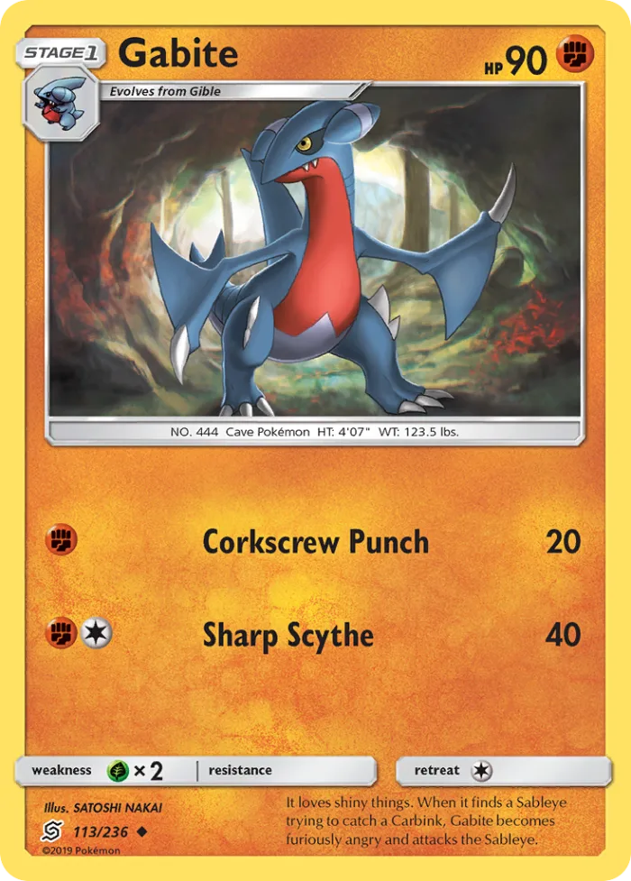Gabite #113 Unified Minds Pokemon card