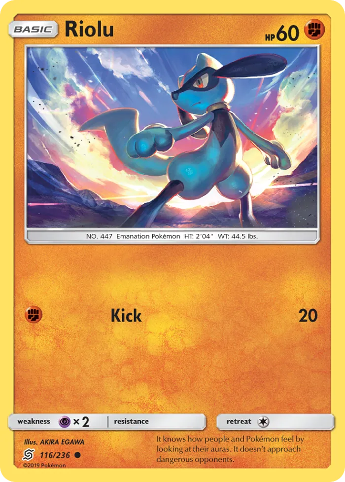 Riolu #116 Unified Minds Pokemon card