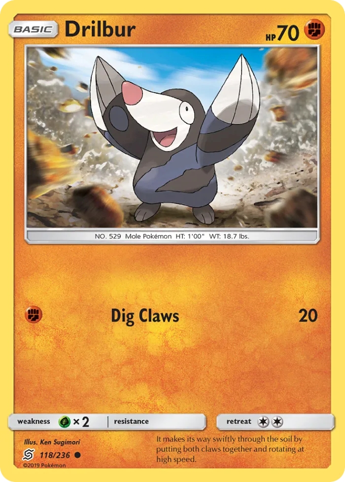 Drilbur #118 Unified Minds Pokemon card