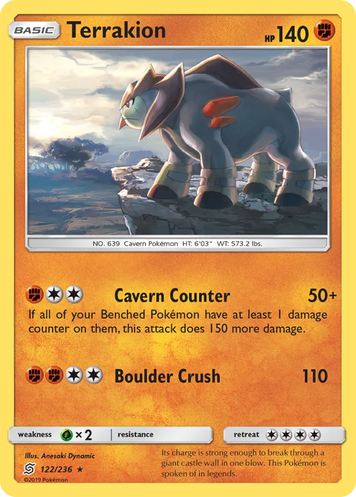 Terrakion #122 Unified Minds Pokemon card