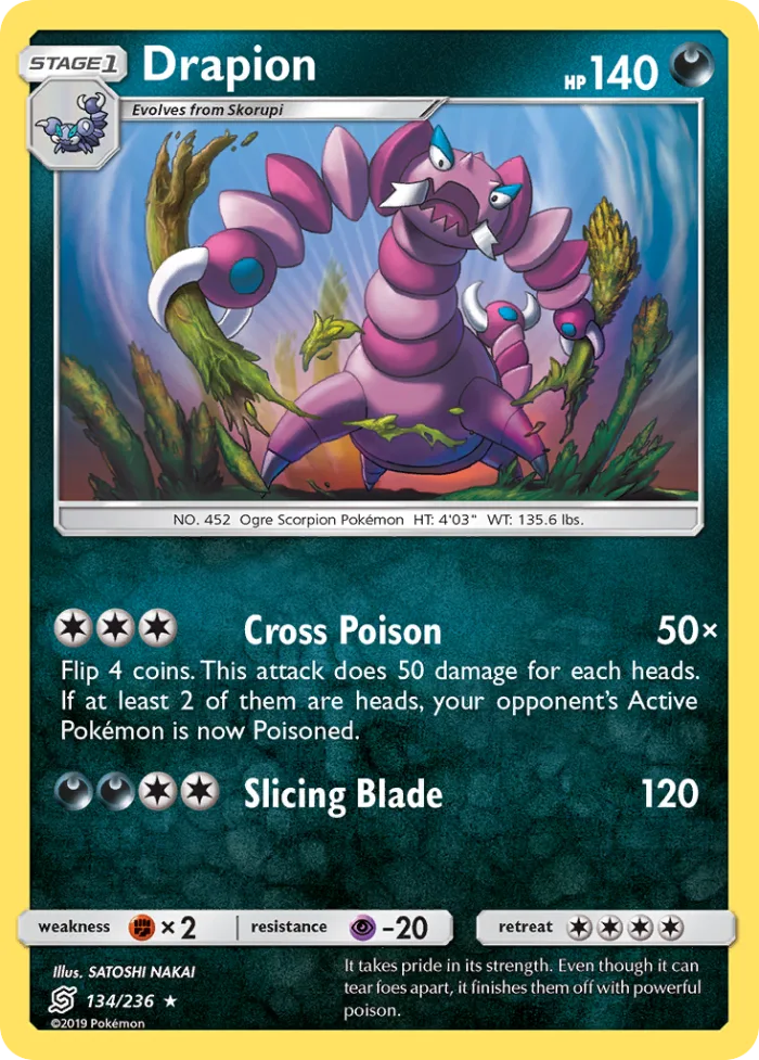 Drapion #134 Unified Minds Pokemon card