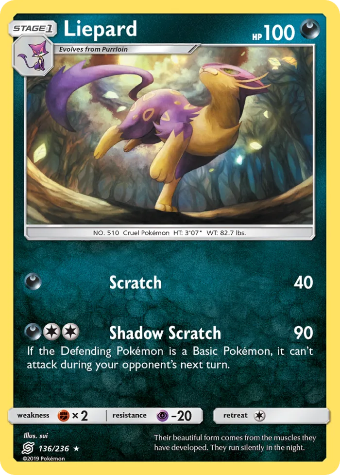 Liepard #136 Unified Minds Pokemon card
