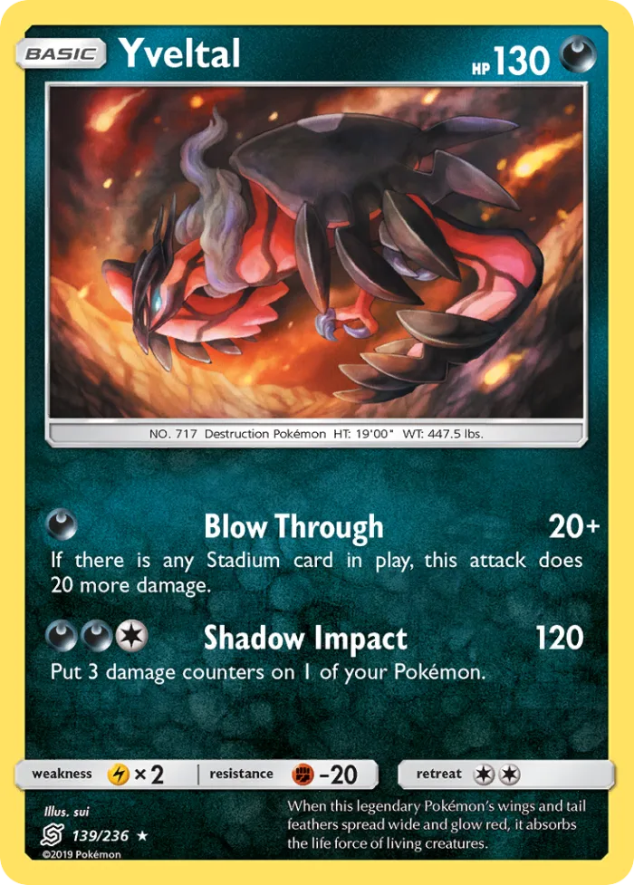 Yveltal #139 Unified Minds Pokemon card