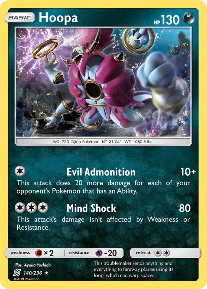Hoopa #140 Unified Minds Pokemon card
