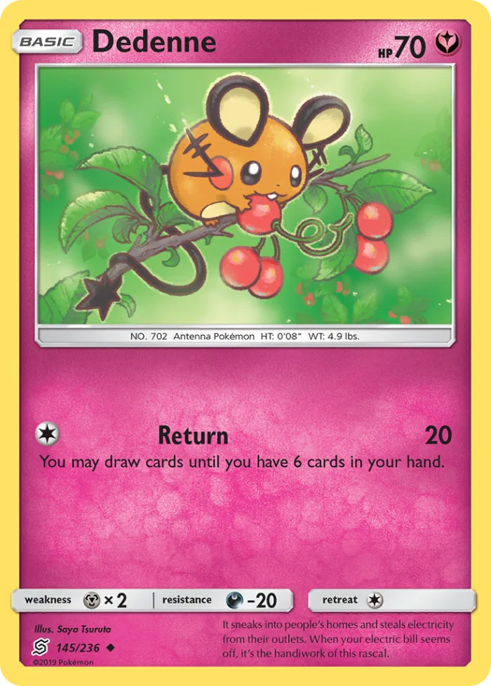 Dedenne #145 Unified Minds Pokemon card