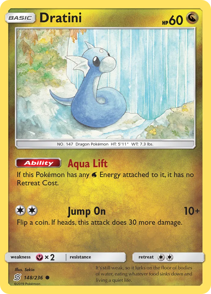 Dratini #148 Unified Minds Pokemon card