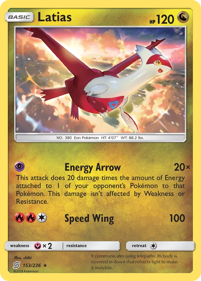 Latias #153 Unified Minds Pokemon card