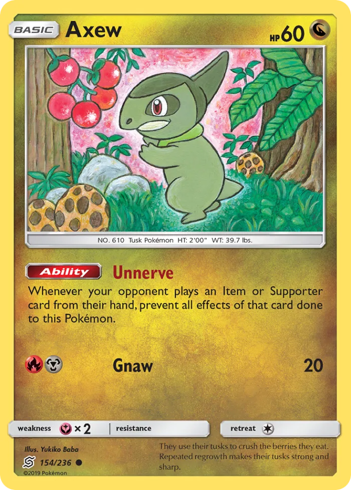 Axew #154 Unified Minds Pokemon card