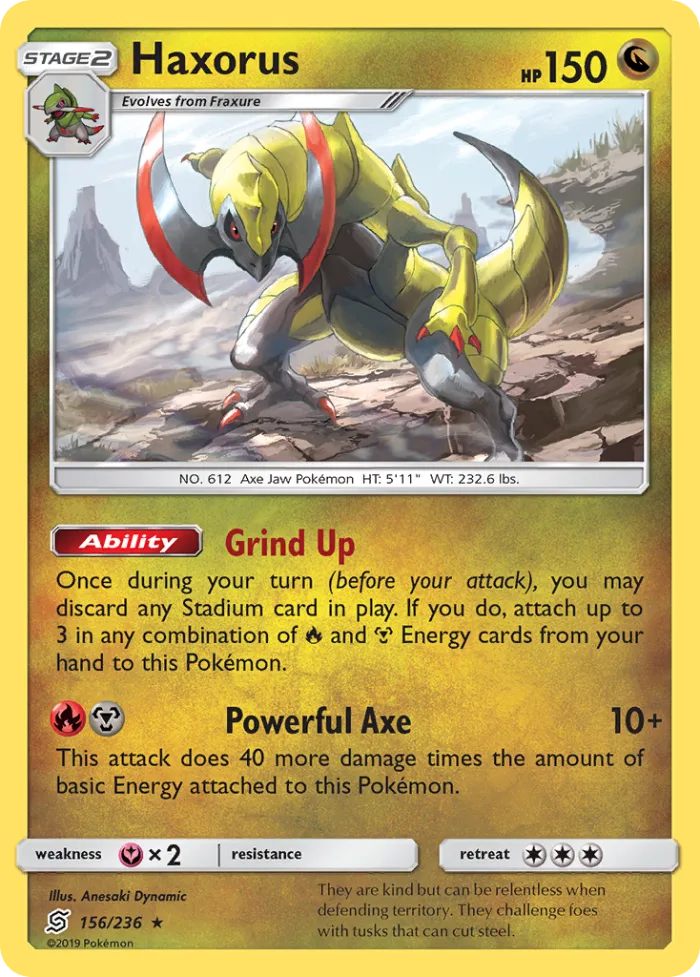 Haxorus #156 Unified Minds Pokemon card