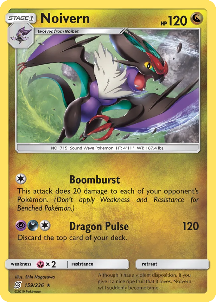 Noivern #159 Unified Minds Pokemon card
