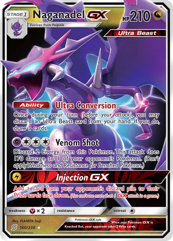 Naganadel-GX #160 Unified Minds Pokemon card