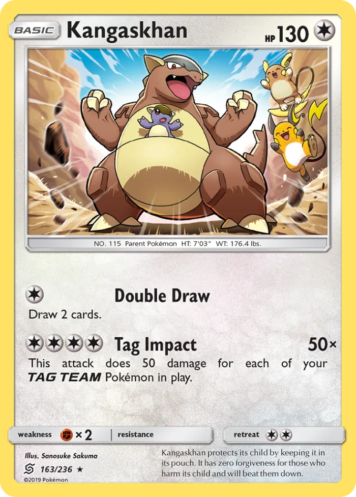 Kangaskhan #163 Unified Minds Pokemon card