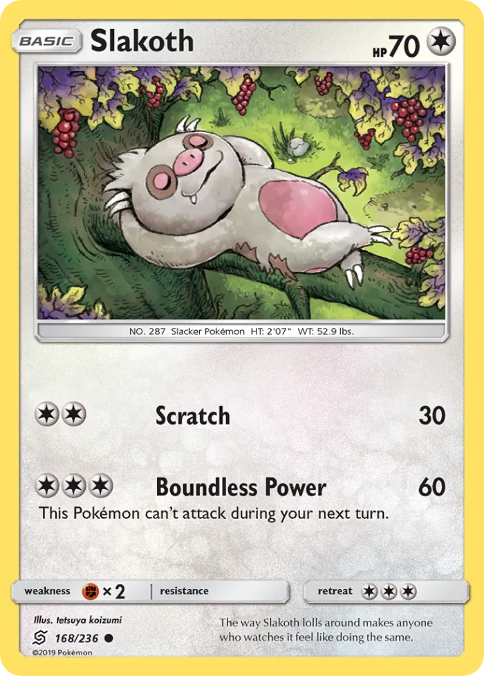 Slakoth #168 Unified Minds Pokemon card