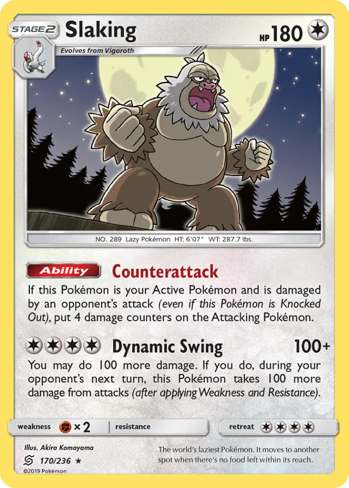 Slaking #170 Unified Minds Pokemon card
