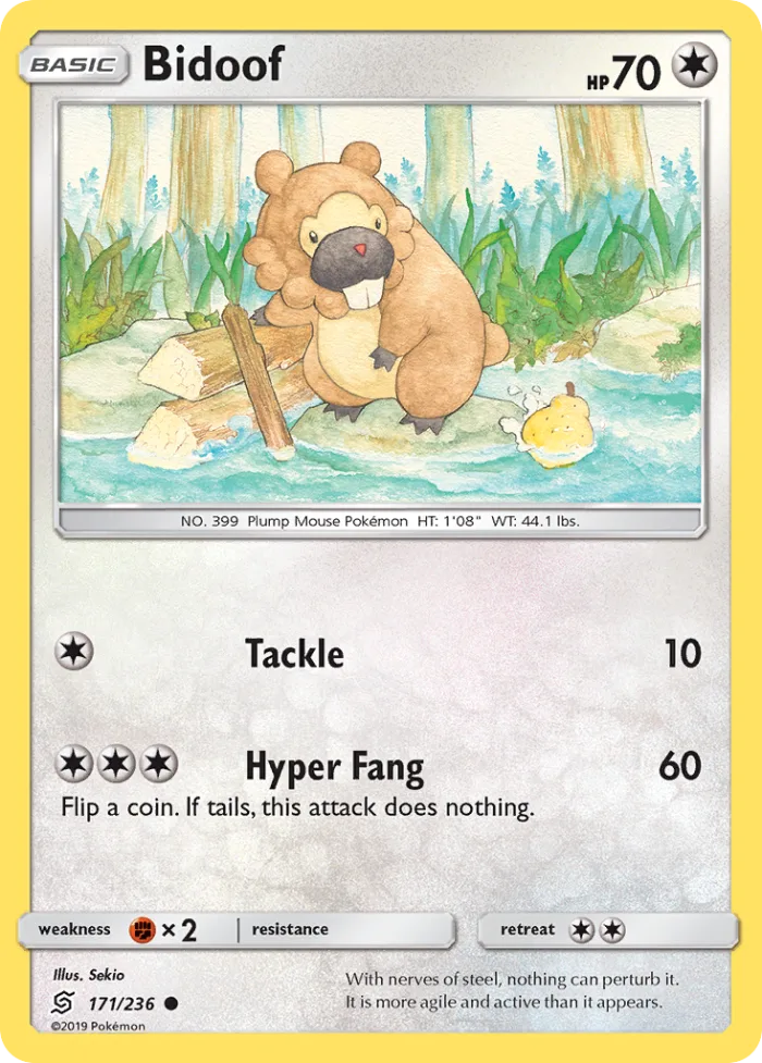 Bidoof #171 Unified Minds Pokemon card