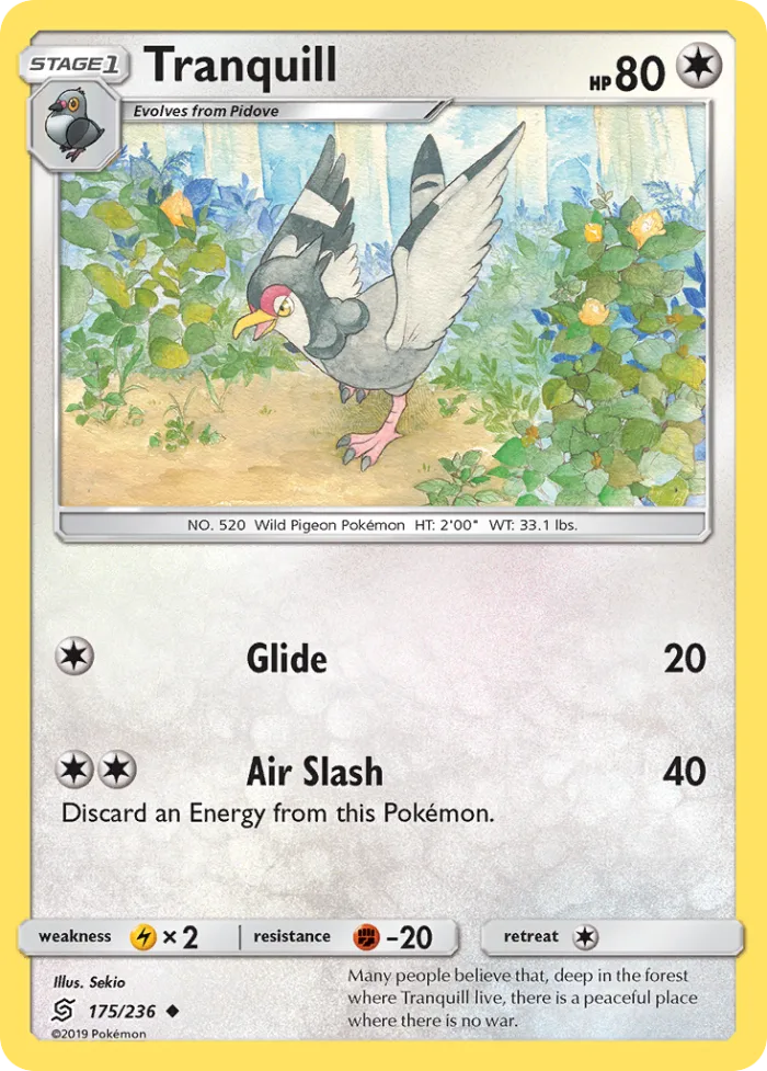 Tranquill #175 Unified Minds Pokemon card