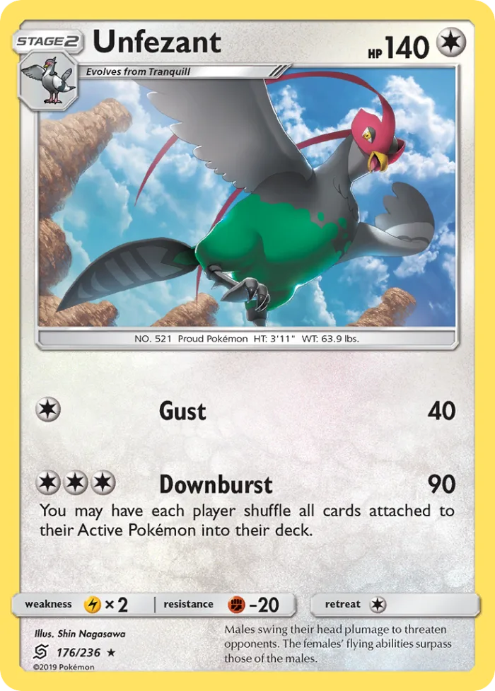 Unfezant #176 Unified Minds Pokemon card