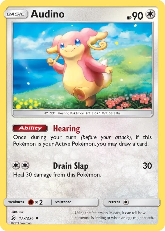 Audino #177 Unified Minds Pokemon card