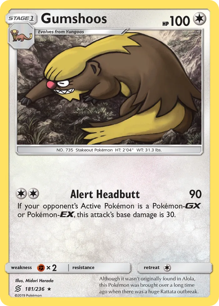Gumshoos #181 Unified Minds Pokemon card