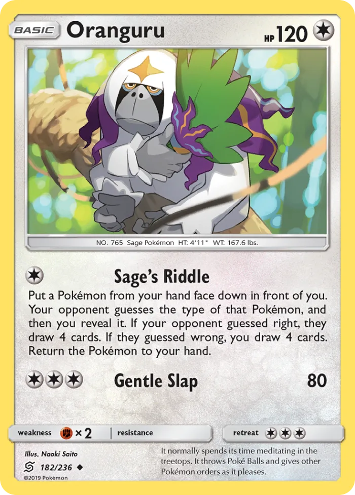 Oranguru #182 Unified Minds Pokemon card