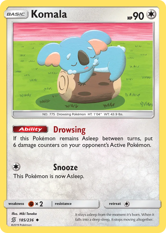 Komala #185 Unified Minds Pokemon card