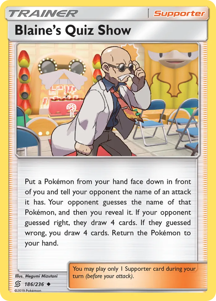 Blaine's Quiz Show #186 Unified Minds Pokemon card