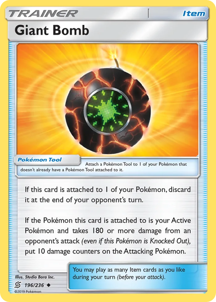 Giant Bomb #196 Unified Minds Pokemon card