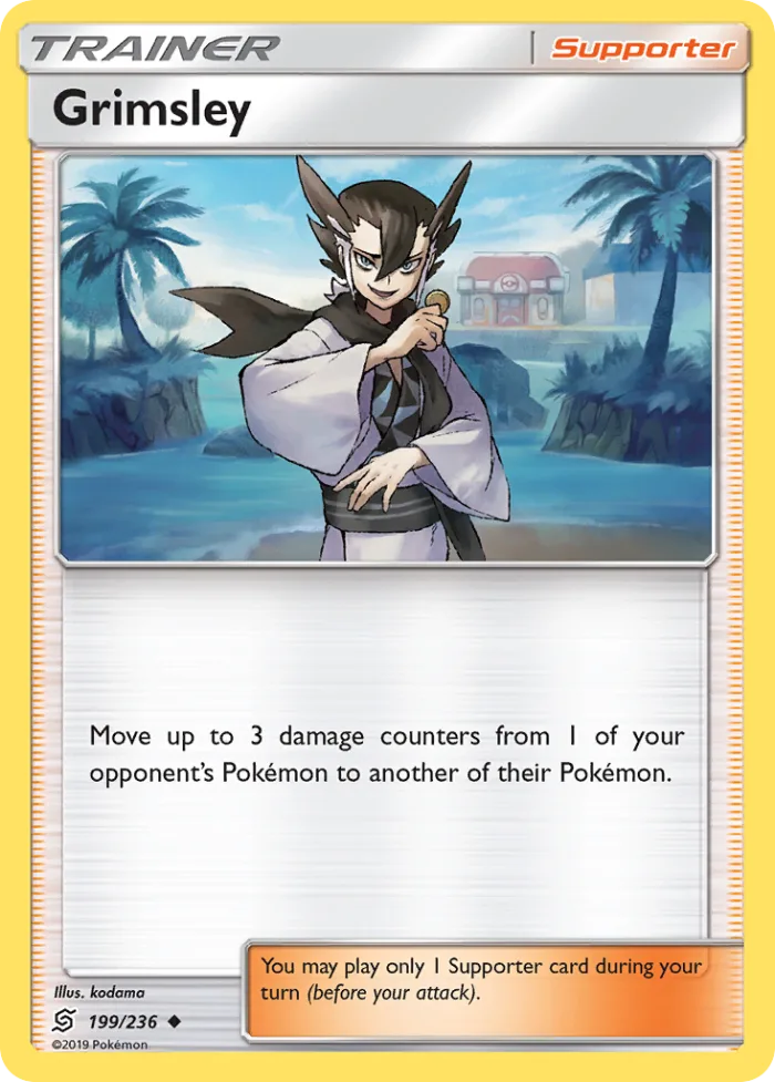 Grimsley #199 Unified Minds Pokemon card