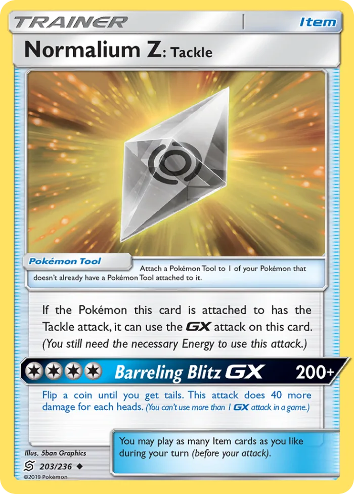 Normalium Z: Tackle #203 Unified Minds Pokemon card