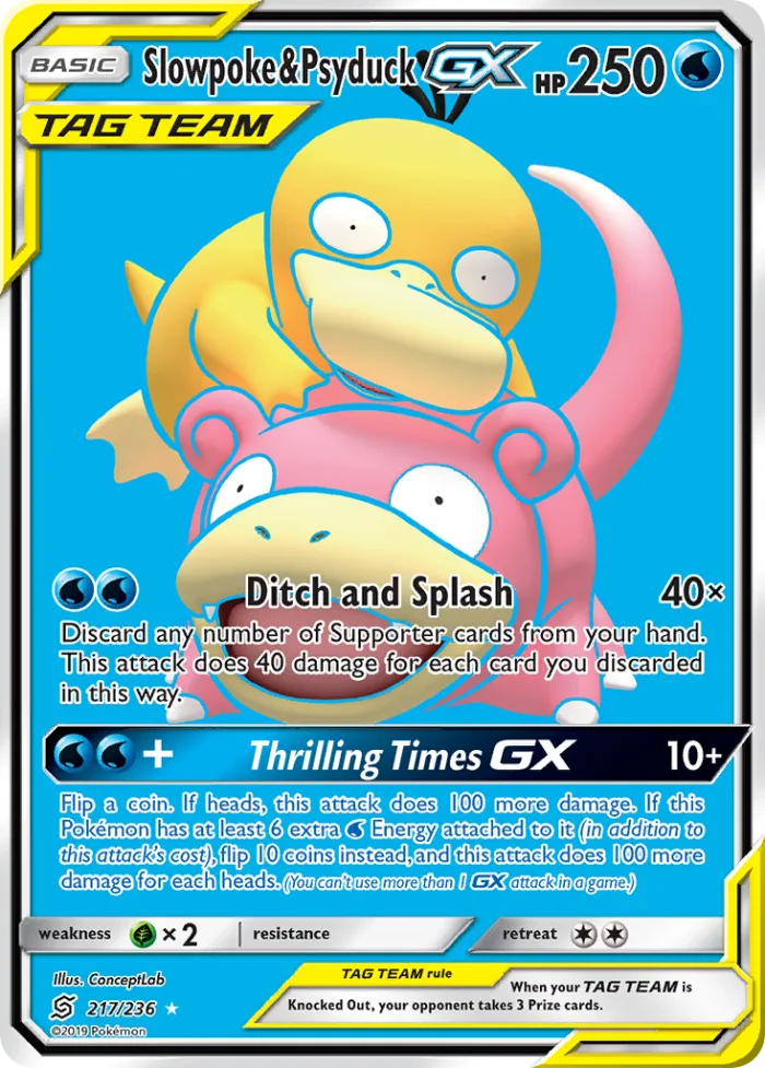 Slowpoke & Psyduck-GX #217 Unified Minds Pokemon card