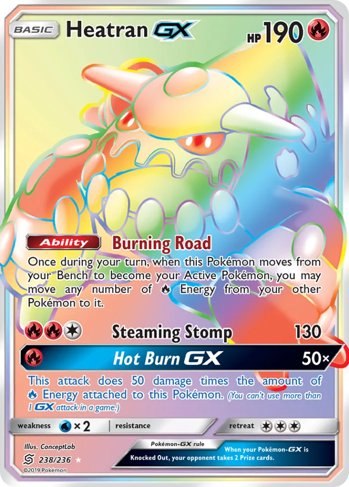 Heatran-GX #238 Unified Minds Pokemon card