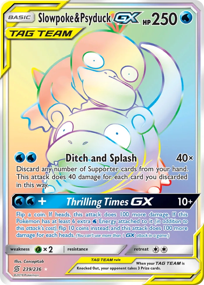 Slowpoke & Psyduck-GX #239 Unified Minds Pokemon card