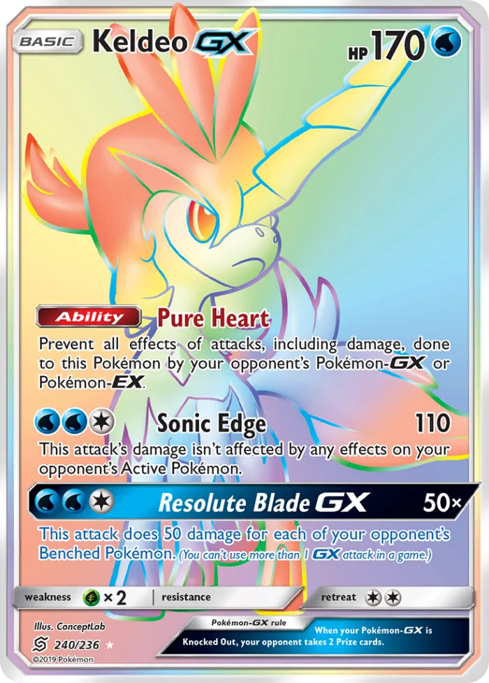 Keldeo-GX #240 Unified Minds Pokemon card