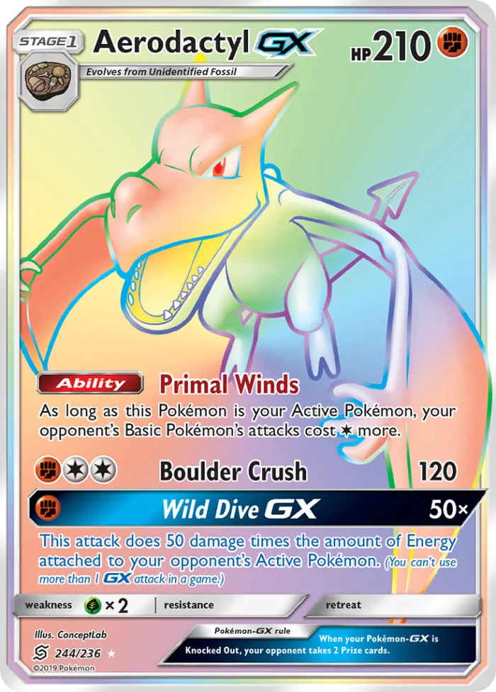 Aerodactyl-GX #244 Unified Minds Pokemon card