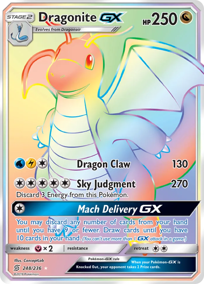 Dragonite-GX #248 Unified Minds Pokemon card